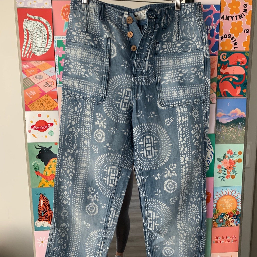 Free People Trendy Patterned Jeans